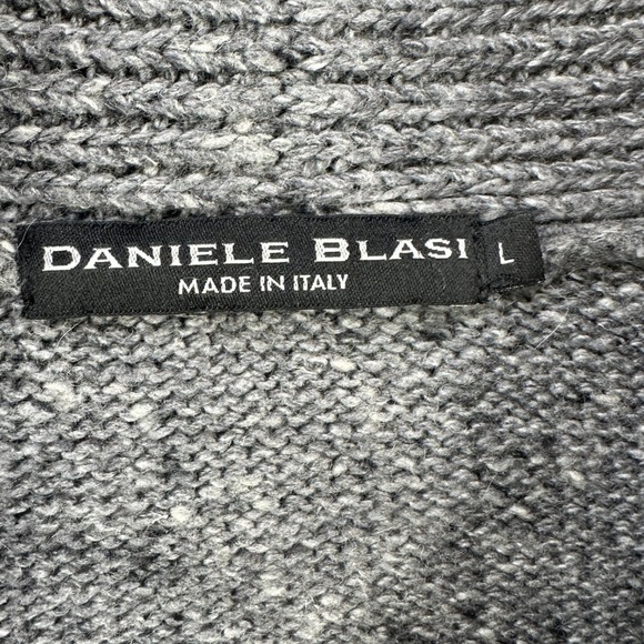 Daniele Blasi Wool Blend Sweater Cardigan Mens Large Gray Shawl Neck Italy Made - Picture 5 of 8
